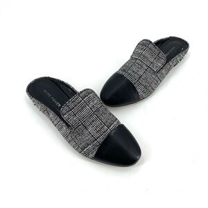 Marc Fisher Classic Old Money Tweed Studded Heel Cap Toe Slip On Flat Loafer